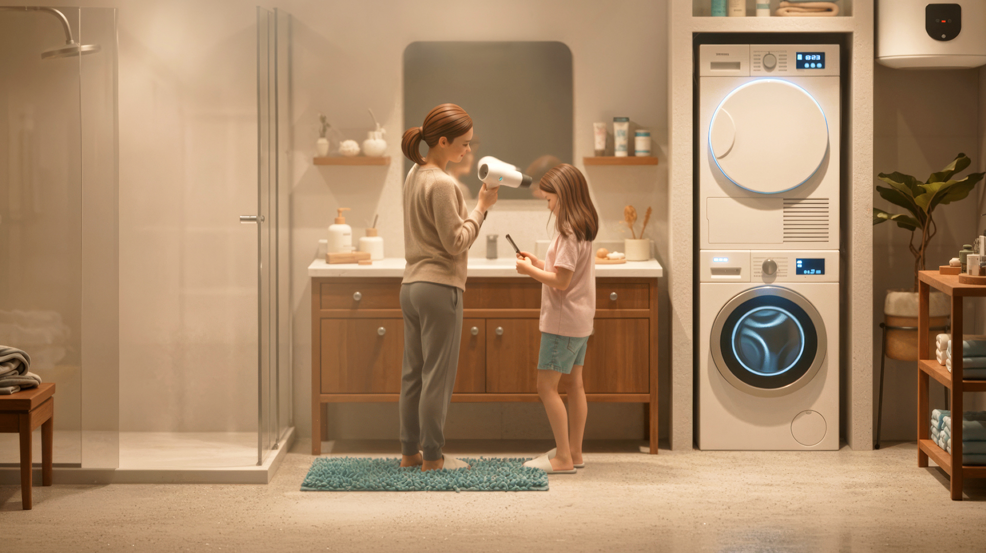 Bagno con lavatrice ed asciugatrice